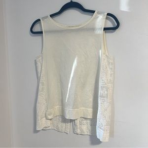 Madewell Cream Embroidered Split Back Tank